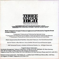 Three O'Clock High Soundtrack (Sylvester Levay,  Tangerine Dream) - CD Trasero
