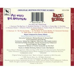 Pee-wee's Big Adventure / Back to School Soundtrack (Danny Elfman) - CD Trasero