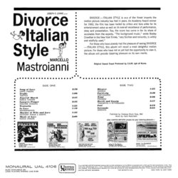 Divorce Italian Style Soundtrack (Carlo Rustichelli) - CD Trasero