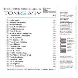 Tom & Viv Soundtrack (Debbie Wiseman) - CD Trasero