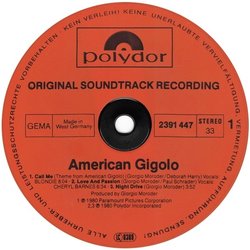 American Gigolo Soundtrack (Giorgio Moroder) - cd-cartula