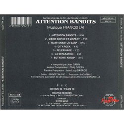 Attention Bandits! Soundtrack (Francis Lai) - CD Trasero