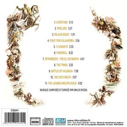 El Cid Soundtrack (Mikls Rzsa) - CD Trasero