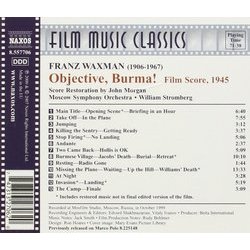 Objective, Burma! Soundtrack (Franz Waxman) - CD Trasero