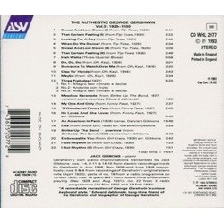 Authentic George Gershwin 2 Soundtrack (George Gershwin) - CD Trasero