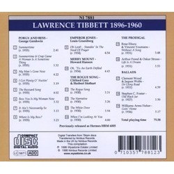 Lawrence Tibbett - From Broadway to Hollywood Soundtrack (George Gershwin, Louis Gruenberg, Howard Hanson, Lawrence Tibbett) - CD Trasero