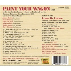 Paint Your & Selections from Lyrics by Lerner Soundtrack (Alan Jay Lerner , Frederick Loewe) - CD Trasero