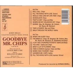 Goodbye Mr.Chips Soundtrack (Leslie Bricusse, Leslie Bricusse) - CD Trasero
