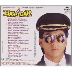 Baazigar Soundtrack (Various Artists, Anu Malik) - CD Trasero