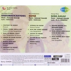 Saraswatichandra/Safar/Kora Kagaz Soundtrack (Indeewar , M.G.Hashmat , Kalyanji Anandji) - CD Trasero