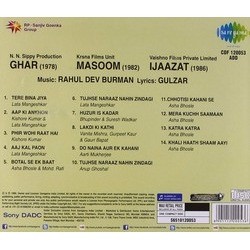 Ghar / Masoom / Ijaazat Soundtrack (Various Artists, Rahul Dev Burman,  Gulzar) - CD Trasero