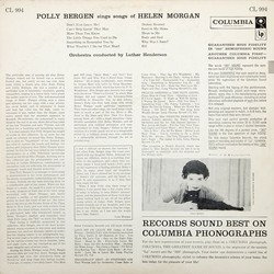 Bergen Sings Morgan Soundtrack (Polly Bergen) - CD Trasero