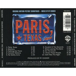 Paris, Texas Soundtrack (Ry Cooder) - CD Trasero