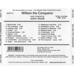 William the Conqueror Soundtrack (John Scott) - CD Trasero