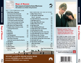 Days of Heaven Soundtrack (Ennio Morricone) - CD Trasero