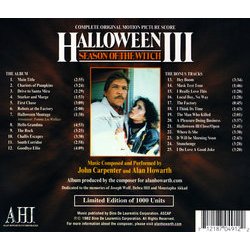 Halloween III: Season of the Witch Soundtrack (John Carpenter, Alan Howarth) - CD Trasero