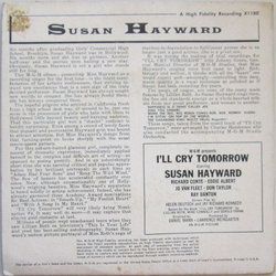 I'll Cry Tomorrow Soundtrack (Susan Hayward, Alex North) - CD Trasero