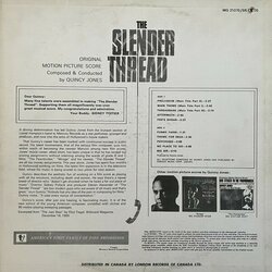 The Slender Thread Soundtrack (Quincy Jones) - CD Trasero