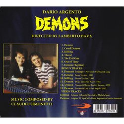Demons Soundtrack (Claudio Simonetti) - CD Trasero