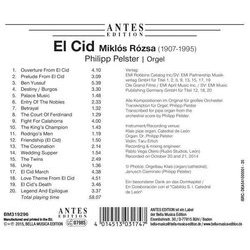El Cid Soundtrack (Philipp Pelster, Mikls Rzsa) - CD Trasero