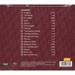 Gladiator Soundtrack (Lisa Gerrard, Hans Zimmer) - CD Trasero