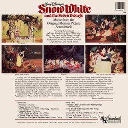 Snow White and the Seven Dwarfs Soundtrack (Adriana , Frank Churchill, Walt Disney Studio Chorus, The Dwarf Chorus, Leigh Harline, Paul J. Smith, Harry Stockwell) - CD Trasero