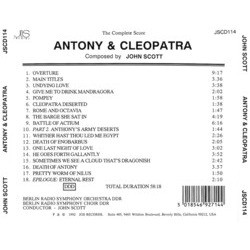 Antony & Cleopatra Soundtrack (John Scott) - CD Trasero