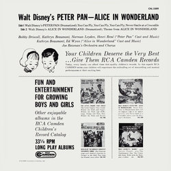 Peter Pan / Alice In Wonderland Soundtrack (Various Artists, Kathryn Beaumont, Bobby Driscoll, Norman Leyden, Joe Reisman's Orchestra and Chorus, Henri Rene, Oliver Wallace, Ed Wynn) - CD Trasero