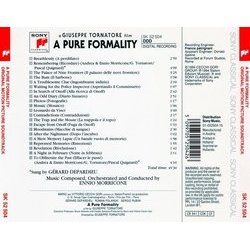 A Pure Formality Soundtrack (Ennio Morricone) - CD Trasero